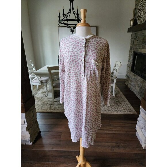 Vintage Night Gear Floral‎ with Bows and Lace Sleep Shirt Medium - Picture 1 of 9
